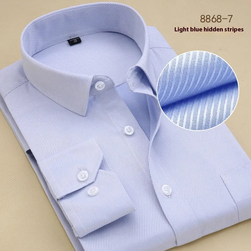 Men's black slim fit cotton business shirt with long sleeves and cardigan style design