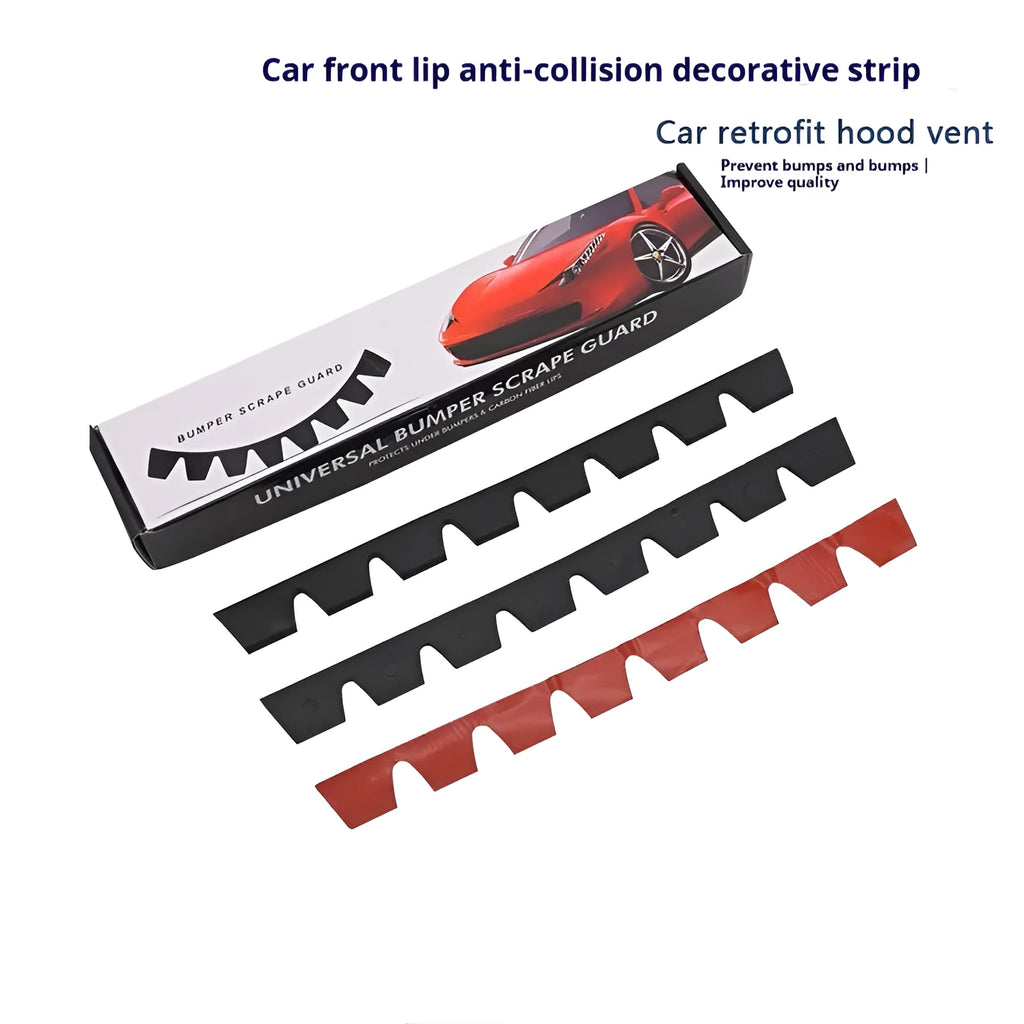 Set of eight black car bumper anti-collision protection bars measuring 30.2 x 2.6 cm each