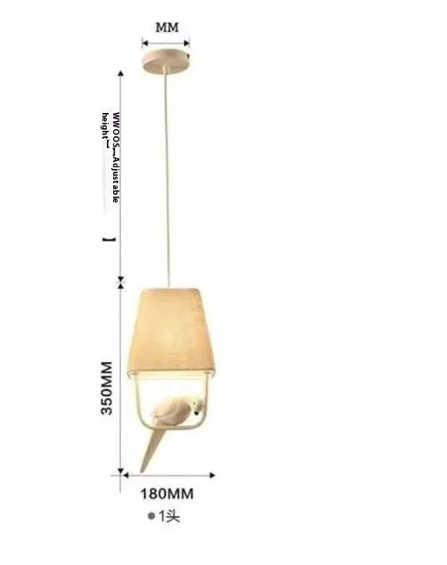 Bird theme chandelier ceiling lamp with fabric shade and iron frame