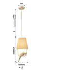Bird theme chandelier ceiling lamp with fabric shade and iron frame