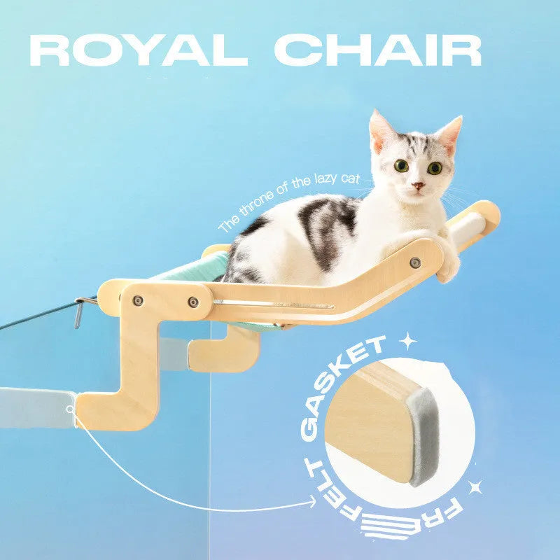 Cat window hammock with multi-layer plywood frame, pure cotton canvas, and 304 stainless steel hardware
