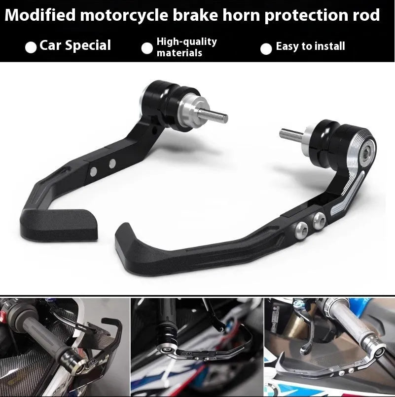Pair of CNC aluminium brake horn guard bars for Honda CBR650 motorcycle, shown in black and grey colour options.