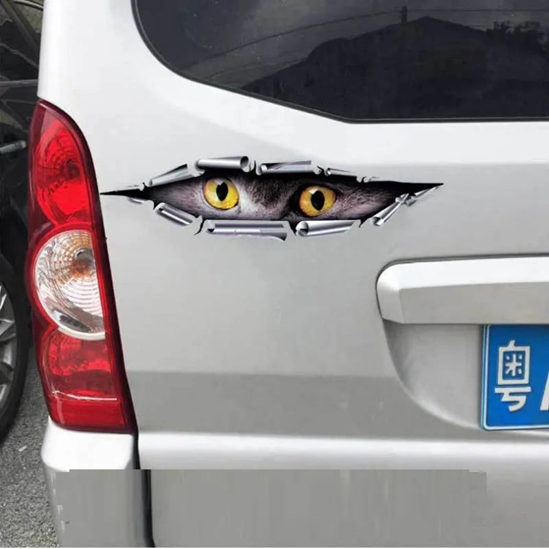 Eagle Eye or Tiger Eye 3D car door sticker on HD transparent PVC, 10x35 cm.