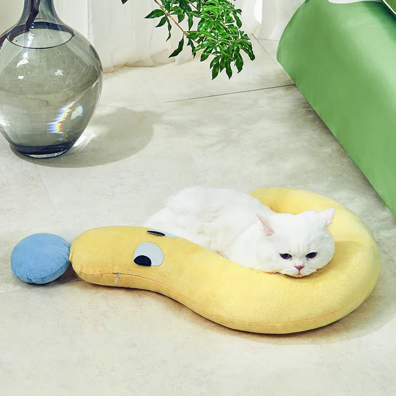 Blue rectangular pet pillow cushion measuring 62cm by 39cm for cats and dogs