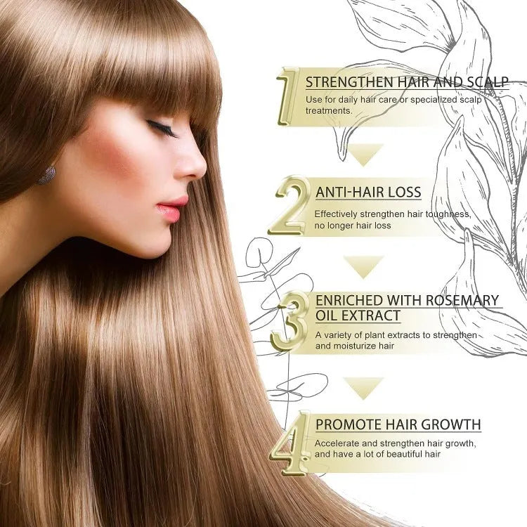 60ml bottle of yellow rosemary essential hair oil for damaged and colour-treated hair repair