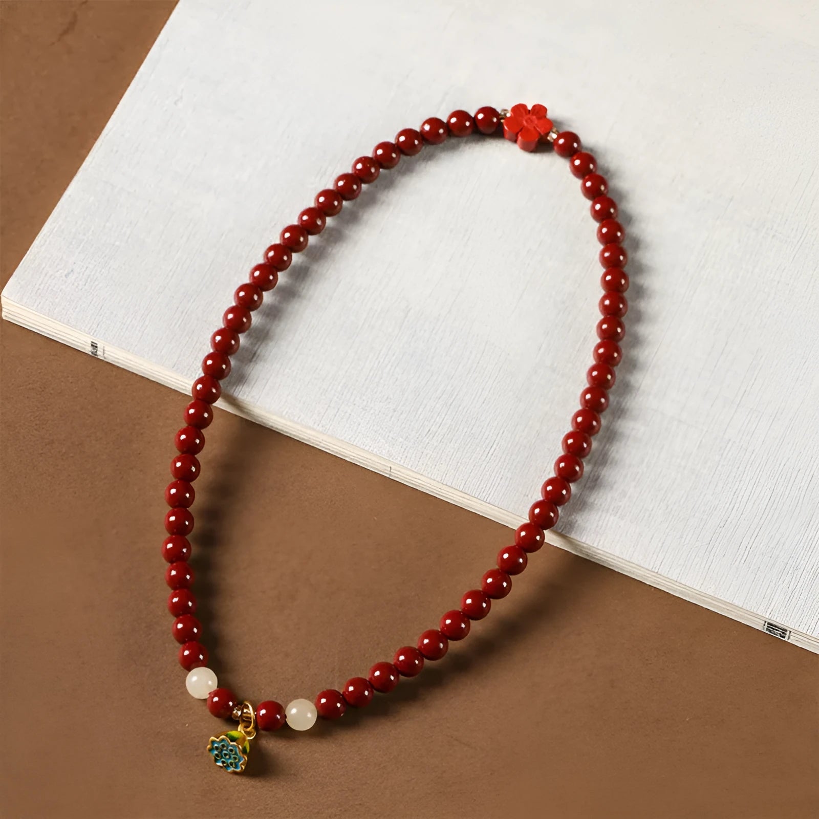 Purple gold cinnabar beads double circle women's bracelet with hand-woven texture and lotus detailing