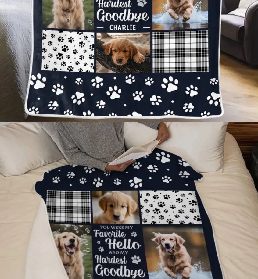 White polyester flannel dog blanket showing soft texture and American style design