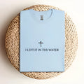Light blue cotton blend fleece-lined pullover hoodie team uniform on display