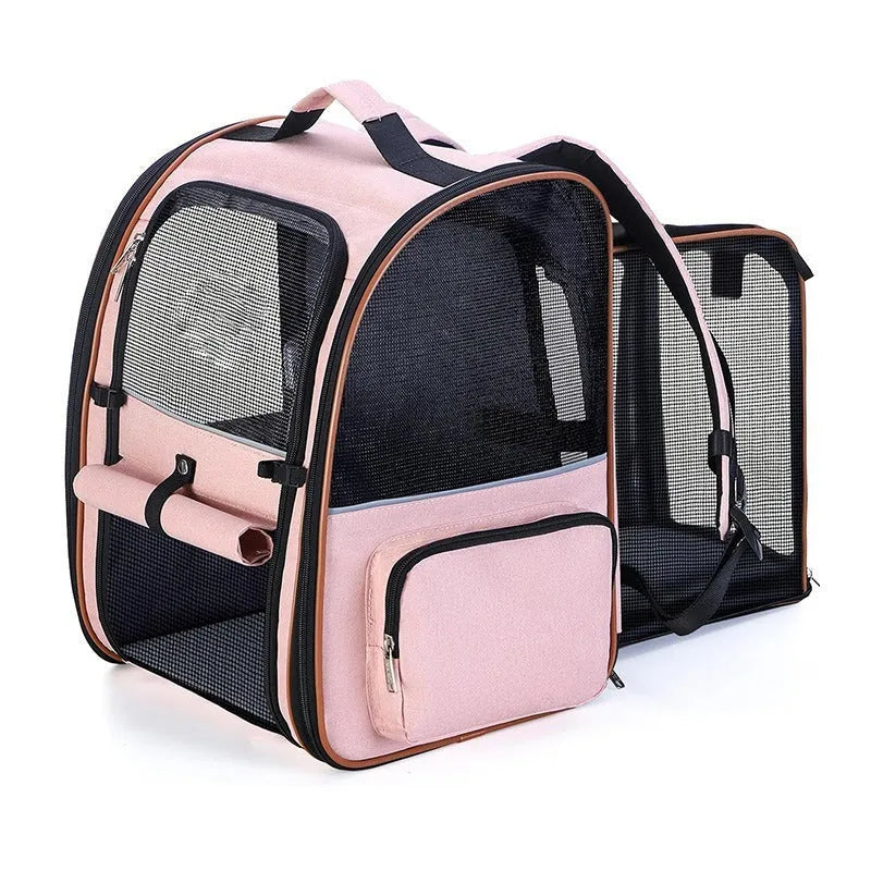 Expandable pet carrier bag in black, 600D Oxford cloth, hard shell, 37x30.5x43.2cm, for small dogs up to 10kg