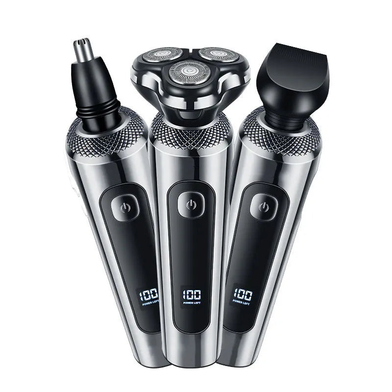 Digital USB rechargeable beard shaver with LED display and floating cutter head