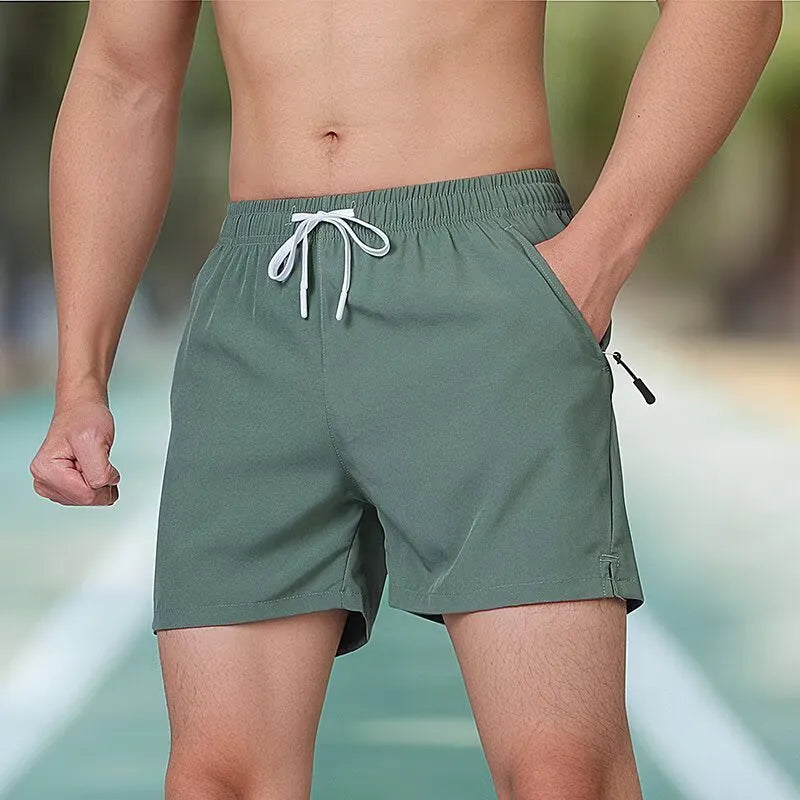 Men's black ice silk fitness training pants with high waist and drawstring closure