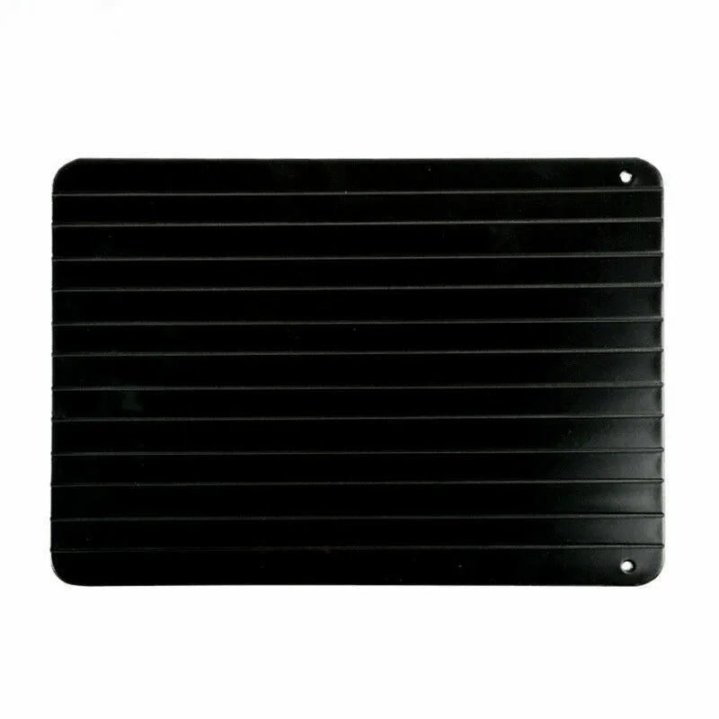 Black aluminium fast defrost tray for thawing frozen food