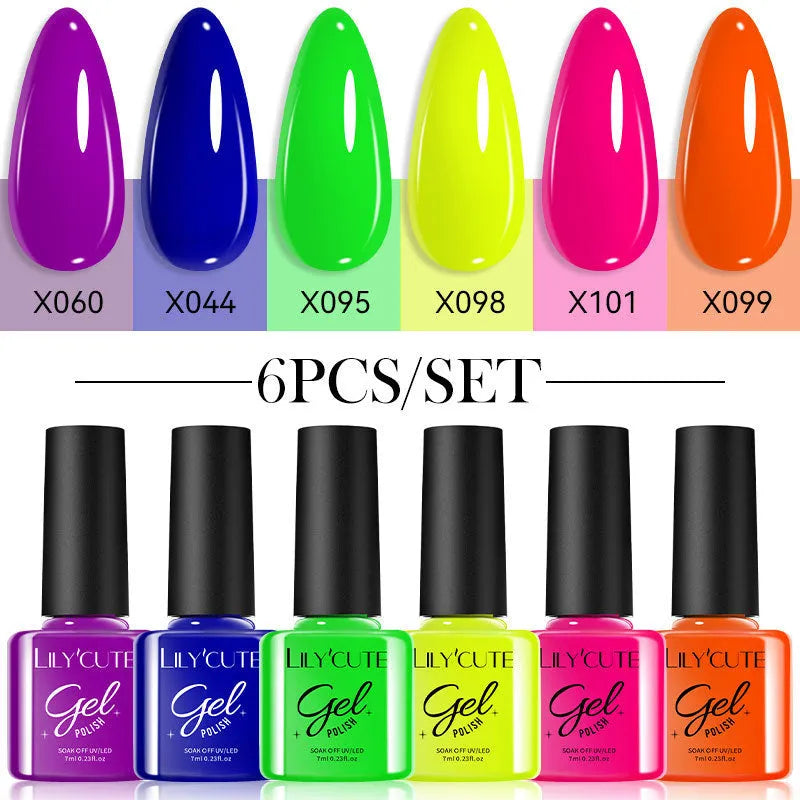 UV gel nail polish set showing 20 bottles in glitter, nude, and solid colours for waterproof manicures.