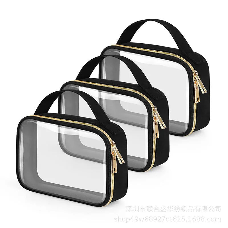 Clear PVC lipstick storage wash bag with detachable chain in multiple colour options