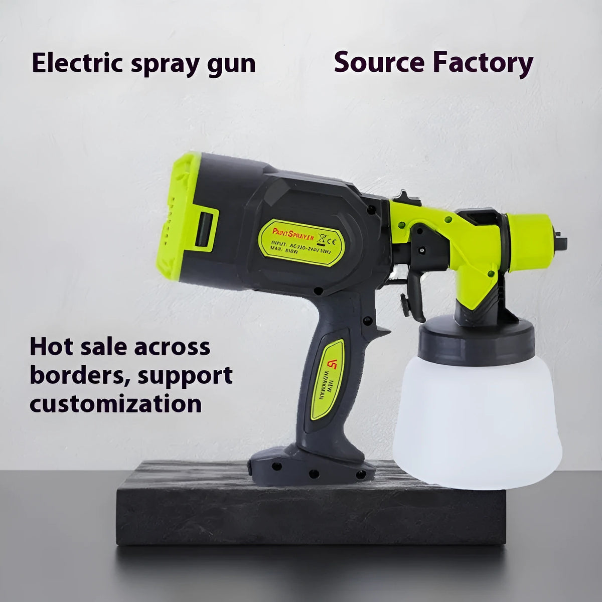 Electric high pressure portable paint spray gun with 850W motor and 1.8mm nozzle