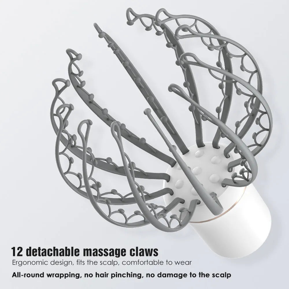 Octopus Electric Head Massage Tingler multi-claw scalp massager with TPE claws in black rechargeable variant