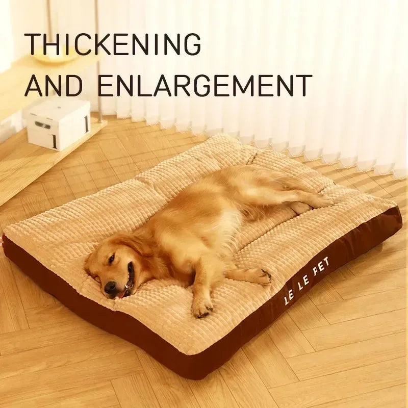 Coffee coloured fleece dog bed with detachable blanket for large dogs
