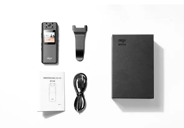DSJ-S11 HD body worn camera with display screen, magnetic mount, and compact black design