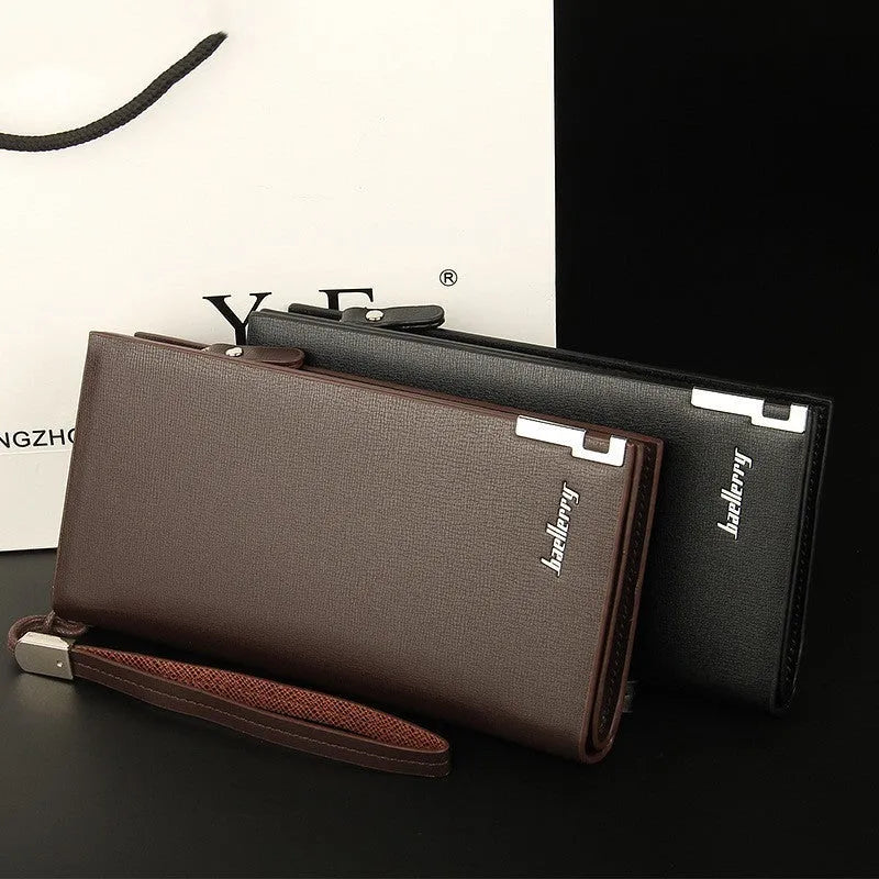 Men's long multifunctional zipper wallet in waterproof PU leather with seven pockets