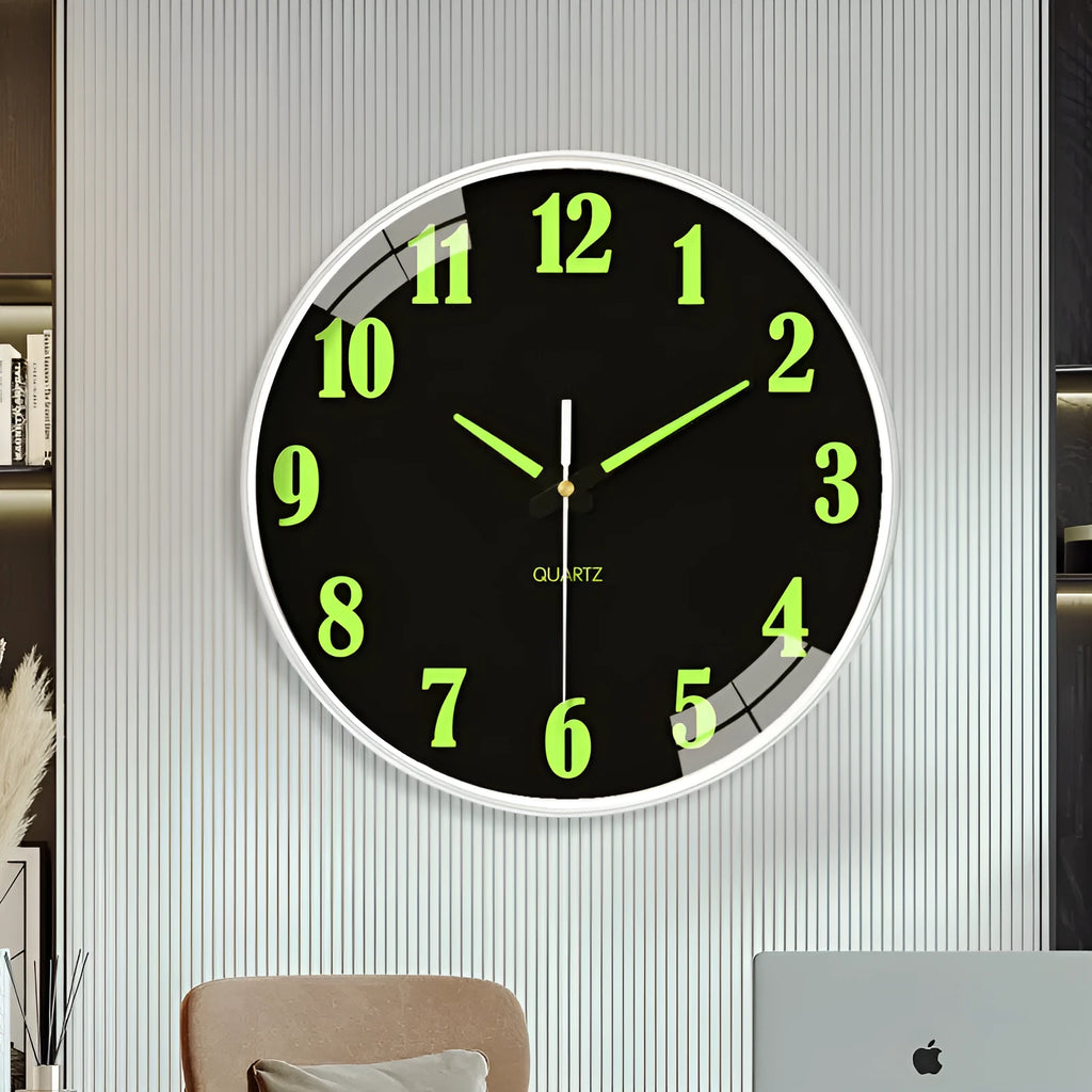 8 inch diameter luminous wall clock with modern design and plastic casing