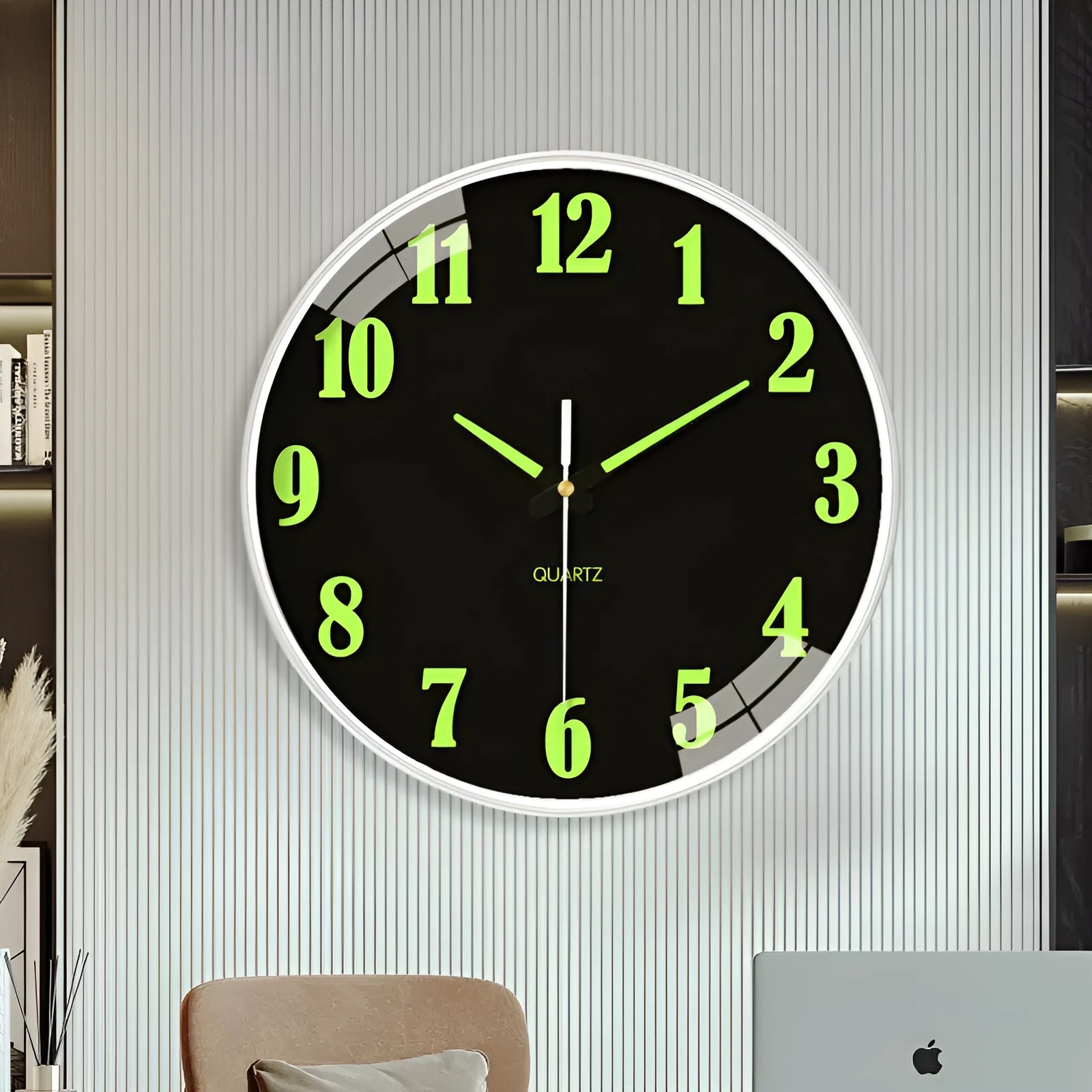 8 inch diameter luminous wall clock with modern design and plastic casing