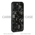 Carbon fiber metal frame forged pattern phone case for iPhone with black frame blue gold color and magnetic feature