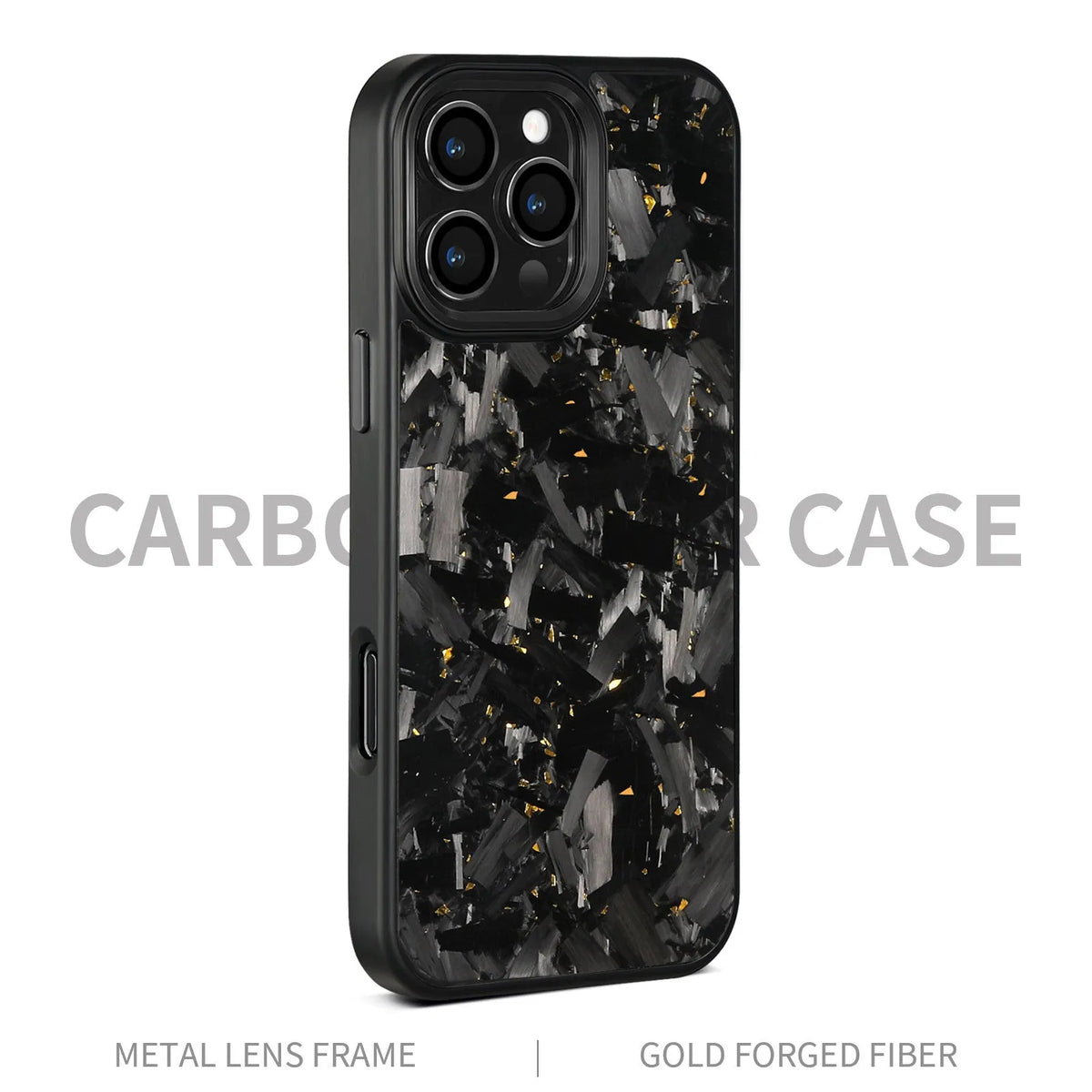 Carbon fiber metal frame forged pattern phone case for iPhone with black frame blue gold color and magnetic feature