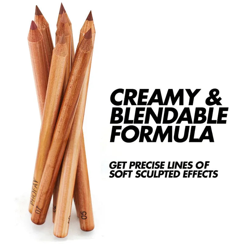 PHOFAY Nude Lipliner Kit 12 piece set in brown packaging with individual pencils
