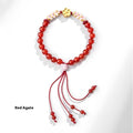 Hand-woven red rope bracelet with diamond-shaped crystal or agate peach blossom charm