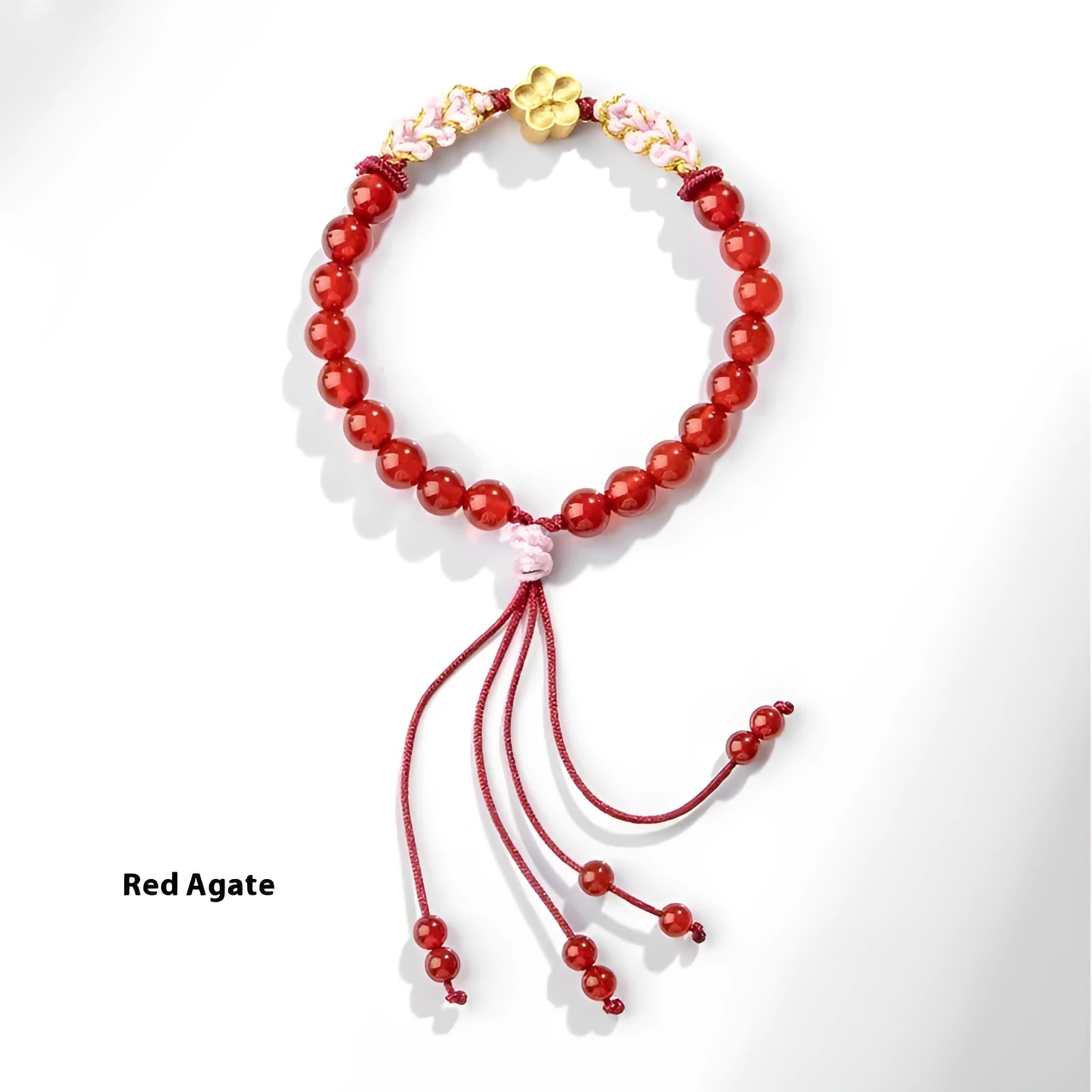 Hand-woven red rope bracelet with diamond-shaped crystal or agate peach blossom charm