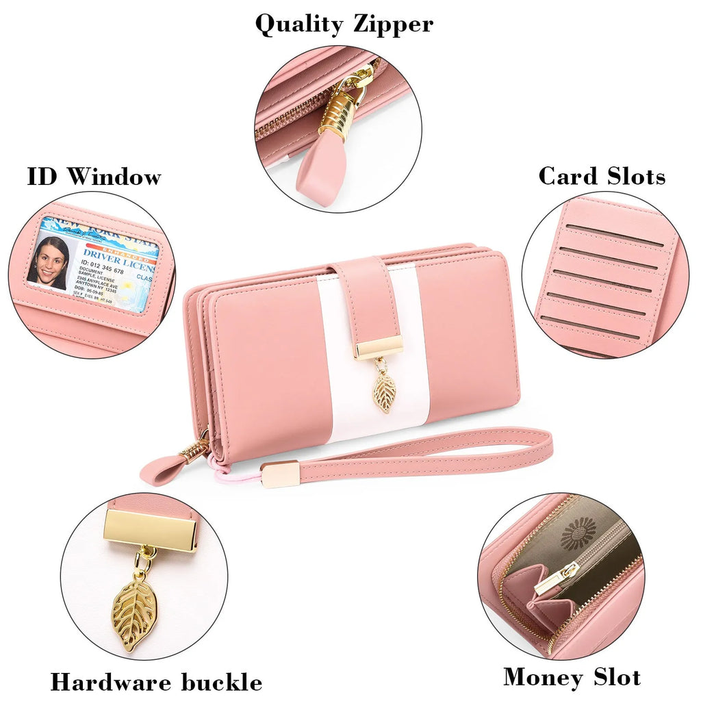Black anti-theft clutch bag with combination lock showing interior microfiber lining and wallet section.
