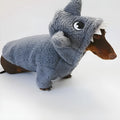 Grey shark fleece-lined hooded pet sweater for small dogs and cats, sizes XS to XL