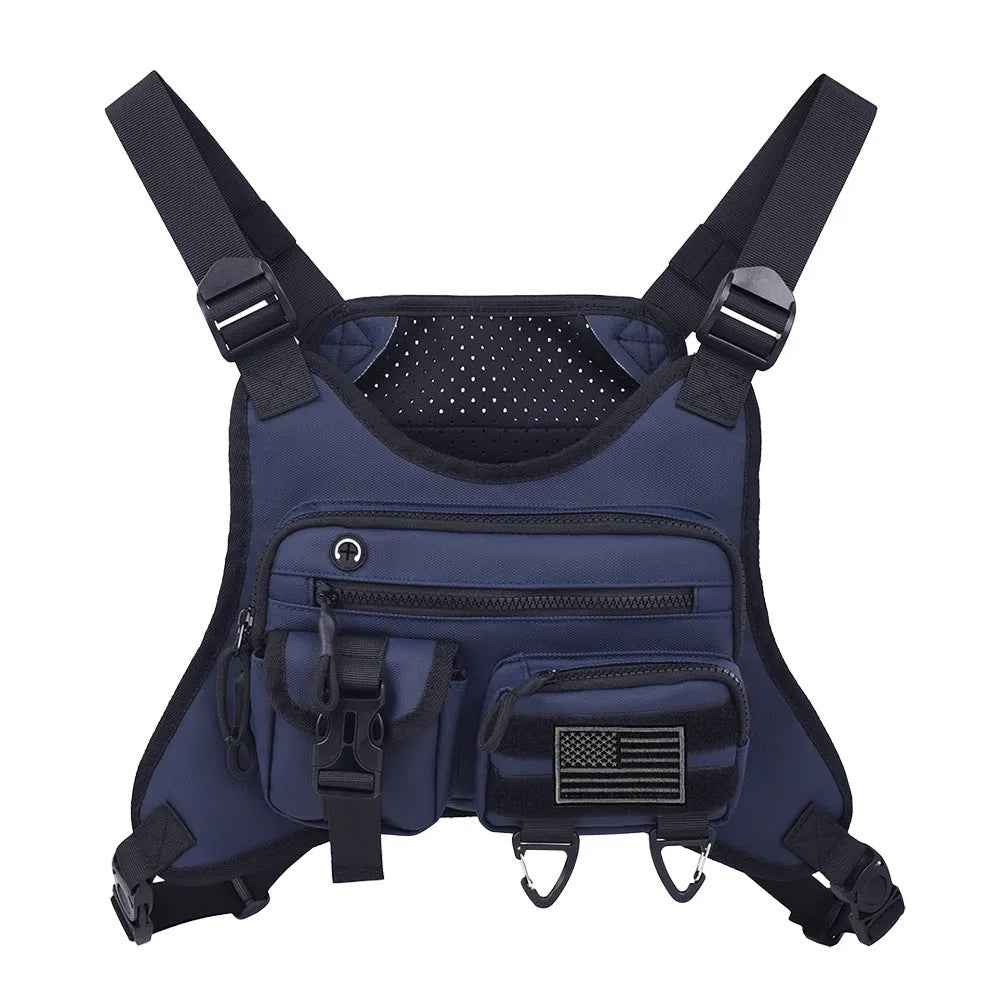 Outdoor sports chest bag in Oxford cloth with vest-style design for cycling