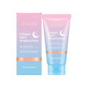 Collagen night wrapping mask jar with applicator brush for overnight facial treatment