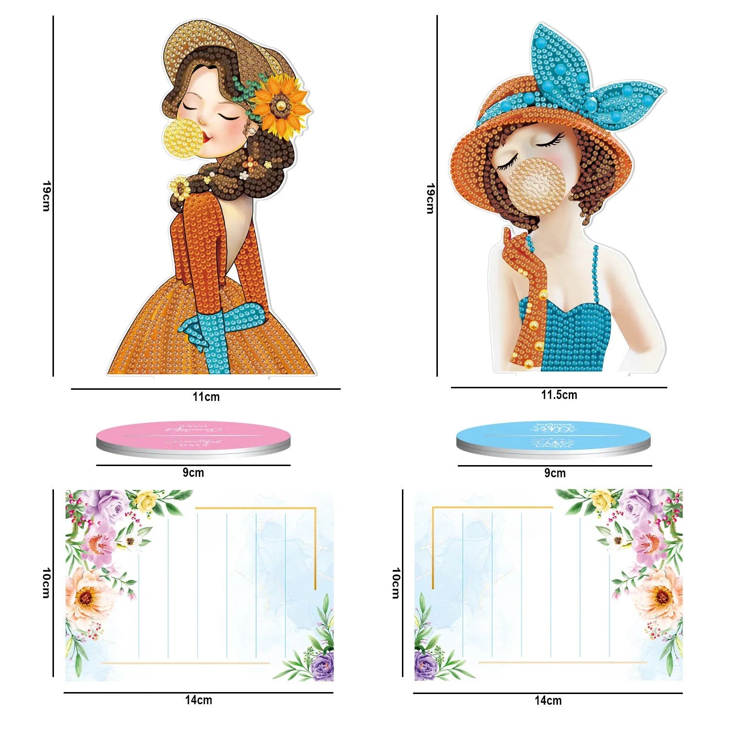 Handmade frameless diamond painting decorative note clip holder on a tabletop.