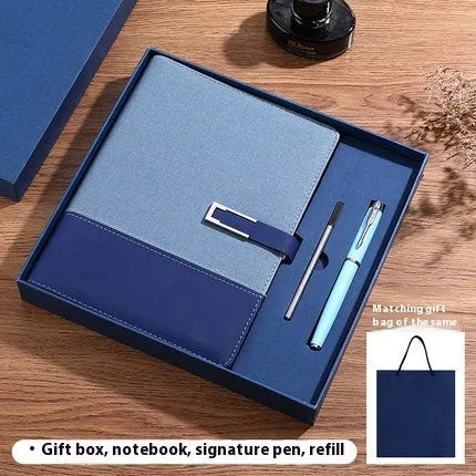 A5 soft PU leather business notebook in brown, black, green, red, or blue with gift box option