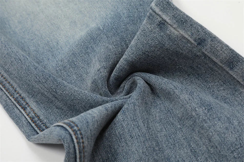 Men's blue cotton denim jeans mid waist casual trousers youth leisure wear