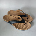 Women's casual flip flops with PU upper, rubber sole, overfoot strap, in black colour