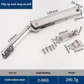 Cold rolled steel tatami cabinet support rod with elastic jackstay for flap-up doors.