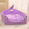 Pet sleeping nest with removable triangular hat sponge pillow in green colour