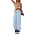 Multi-bag straight leg cargo casual pants in a loose fit, shown in a neutral colour.
