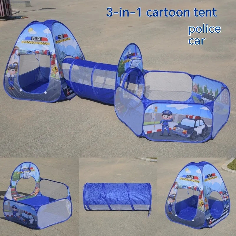 Underwater World themed children's cloth tent with connecting tunnel and ball pool play centre