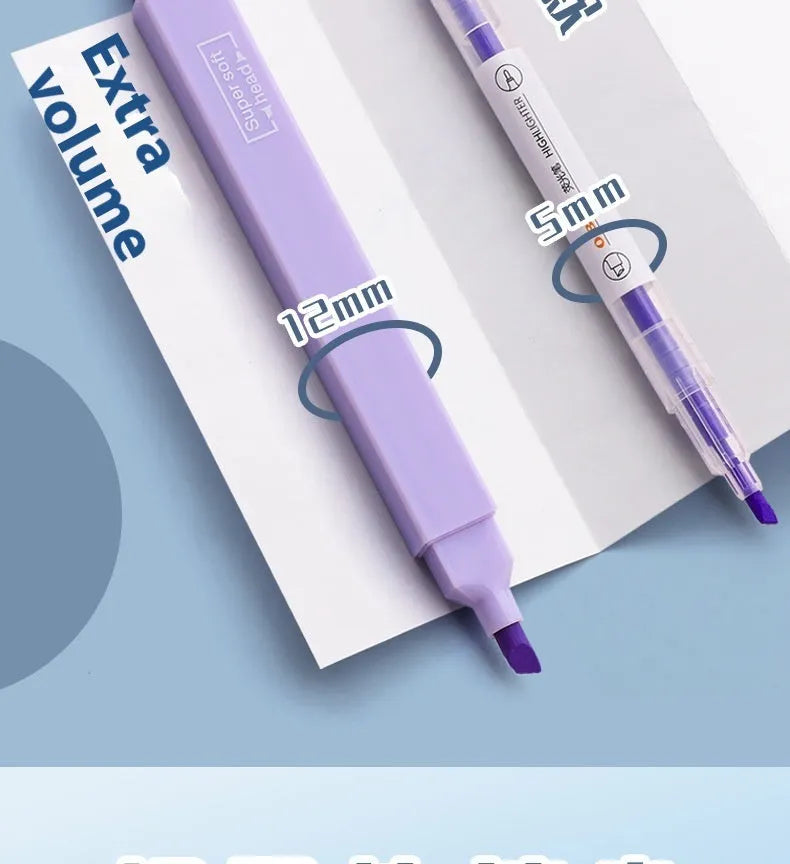 Set of double-headed fluorescent marker pens in Salt series, Sweet series, and mixed colours.