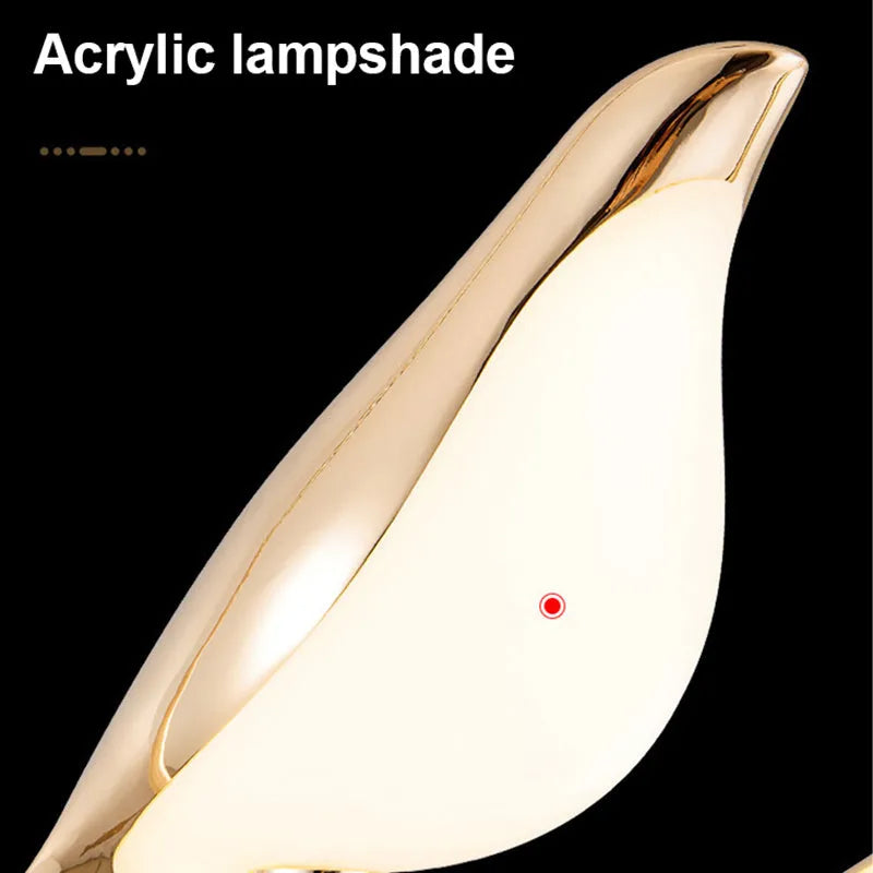 Modern minimalist magpie bird chandelier ceiling light in zinc alloy and acrylic.