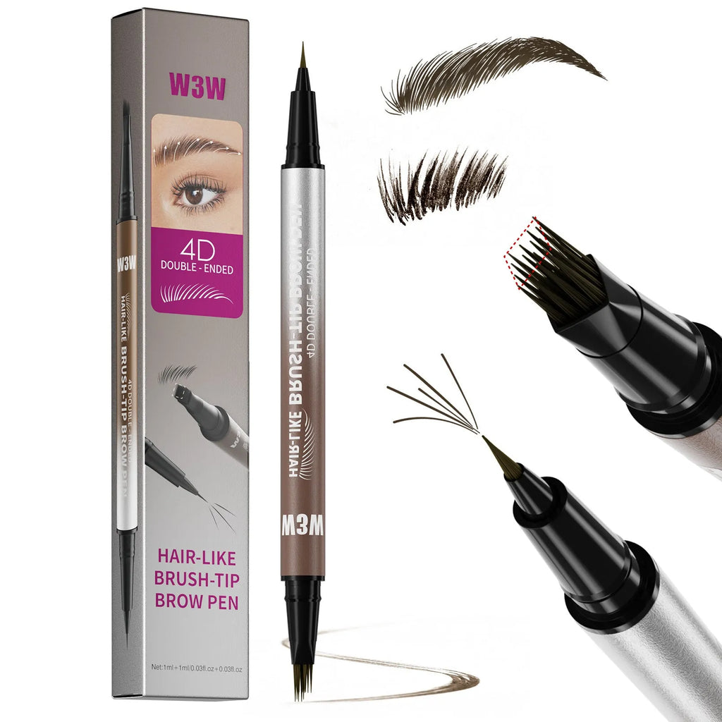 Waterproof sweat-proof smudge-proof double-ended eyebrow pencil with powder sponge in black colour
