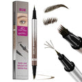 Waterproof sweat-proof smudge-proof double-ended eyebrow pencil with powder sponge in black colour