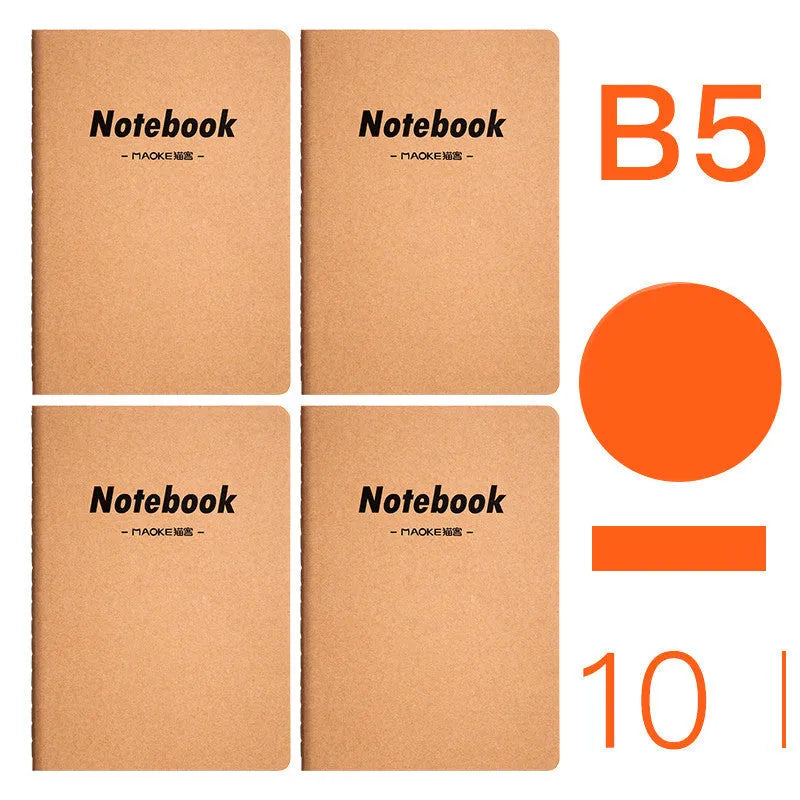 Ten soft cover thread-bound notebooks in A5 and B5 sizes with various designs
