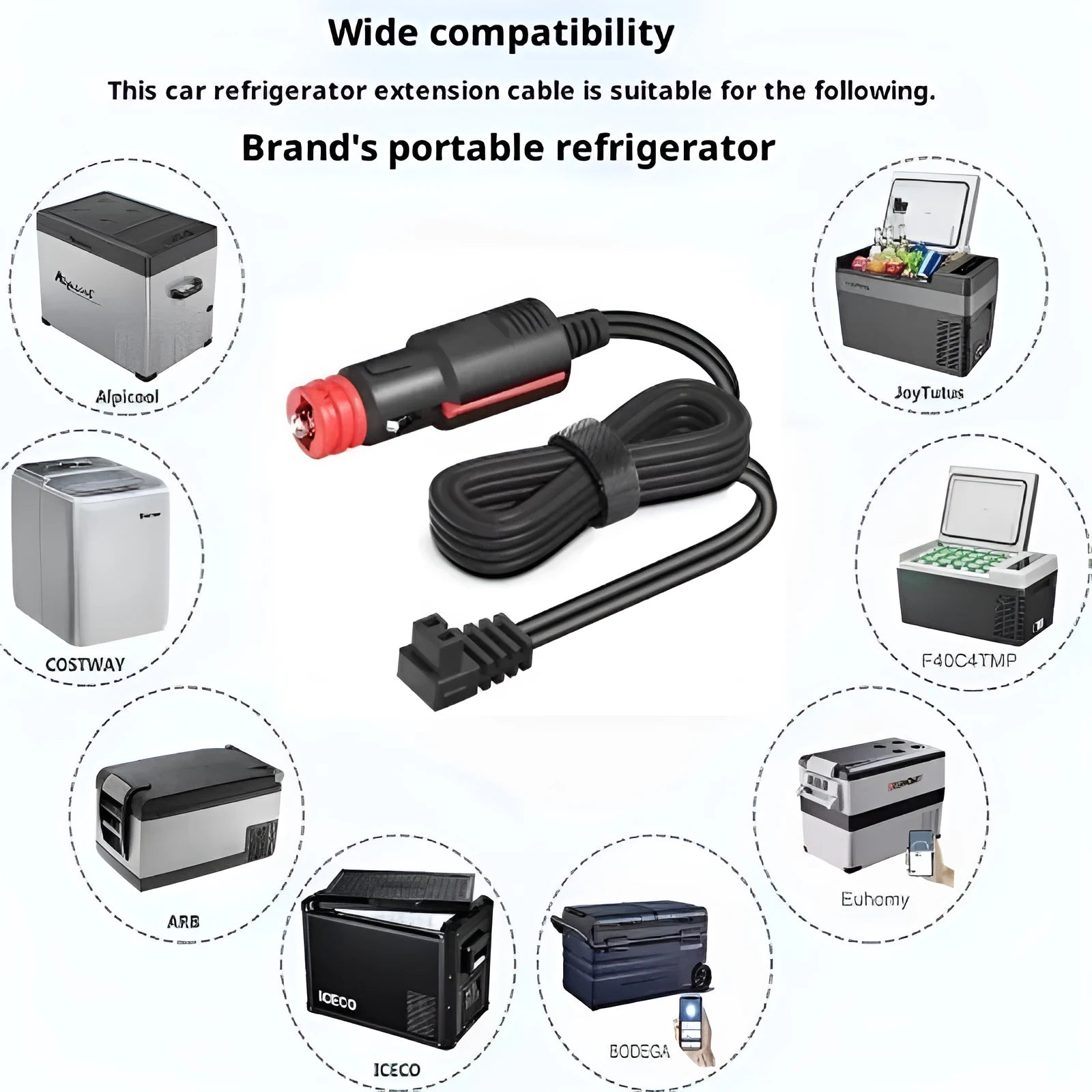 2.5m car refrigerator cigarette lighter extension cable with gold plated terminals