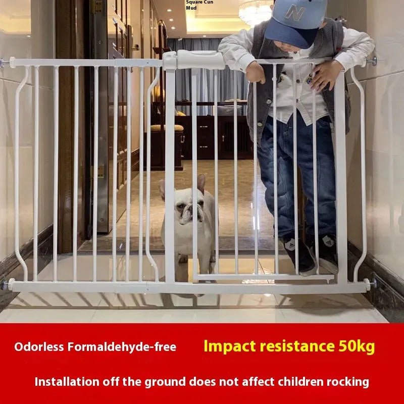 Baby safety gate plastic barrier 78cm high adjustable width 61-85.9cm white model for stairs
