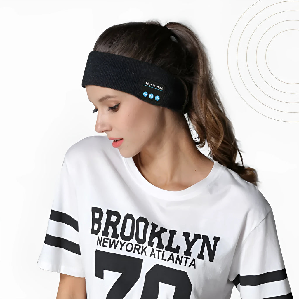 Bluetooth sports headband with removable washable sweatband in three colour options